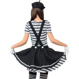 Striped Black and White Female Prisoner Cosplay Sexy Costume