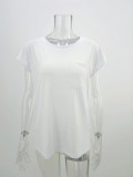 White O-Neck Short Sleeves Tee with Pocket