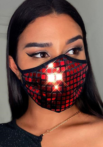 Red Breathable Sparkly Sequin Facewear