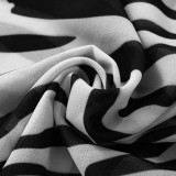 Zebra Print White Chiffon Cami Sleeveless Backless Maxi Dress