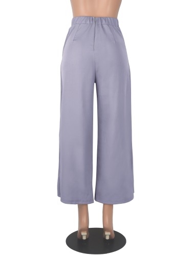 Grey High Waist Elasticated Loose Pants