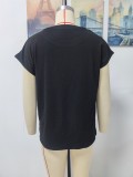 Black O-Neck Short Sleeves Tee with Pocket