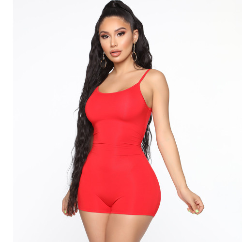 Solid Color Sleeveless Cami Slim Fit Romper