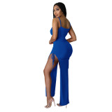 Solid Color Cami Sleeveless Slit Maxi Dress