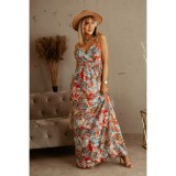 Floral Print V-Neck Sleeveless Cami Long Dress
