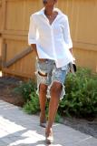High waist Ripped Jeans Shorts with Pocket