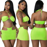 Sexy Bra Top and Cutout Mini Skirt Two Piece Set