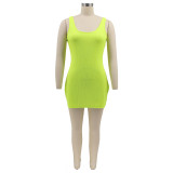 Solid Color Sleeveless Fitted Mini Tank Dress