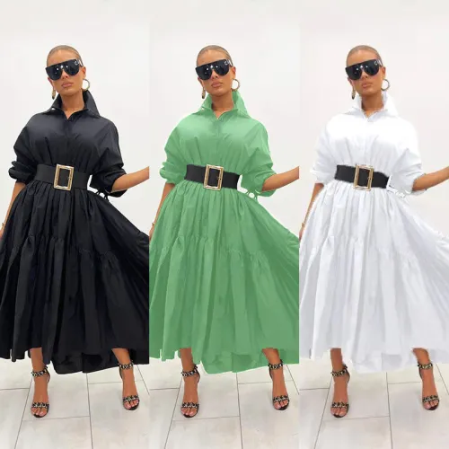 Plus Size Loose Blouse Dress with Belt