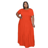 Plus Size Short Sleeve Long Layered Loose Dress