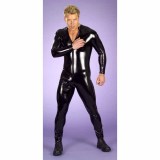 Men Patent Leather One-Piece Lingerie Jumpsuit