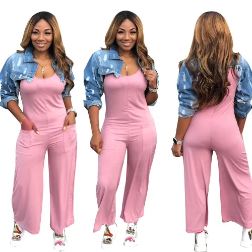 Sleeveless U-Neck Wide Leg Tank Jumpsuit