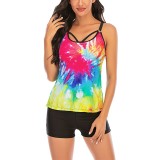 Plus Size Print Cami Tankini Two Piece Set