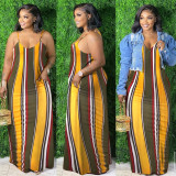 Stripe Print Cami Loose Maxi Dress