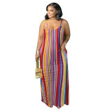 Stripe Print Cami Loose Maxi Dress