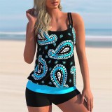 Plus Size Print Cami Tankini Two Piece Set