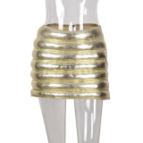 Metallic Padded Sexy Mini Skirt