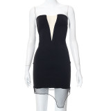 Deep-V Strapless Fitted Mini Dress