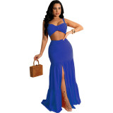 Cami Tank Crop Top and Slit Maxi Skirt 2PCS Set