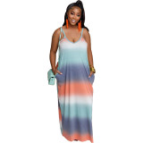 Colorful Gradient Loose Cami Maxi Dress