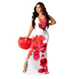 Floral Print Sleeveless Backless Cami Maxi Dress