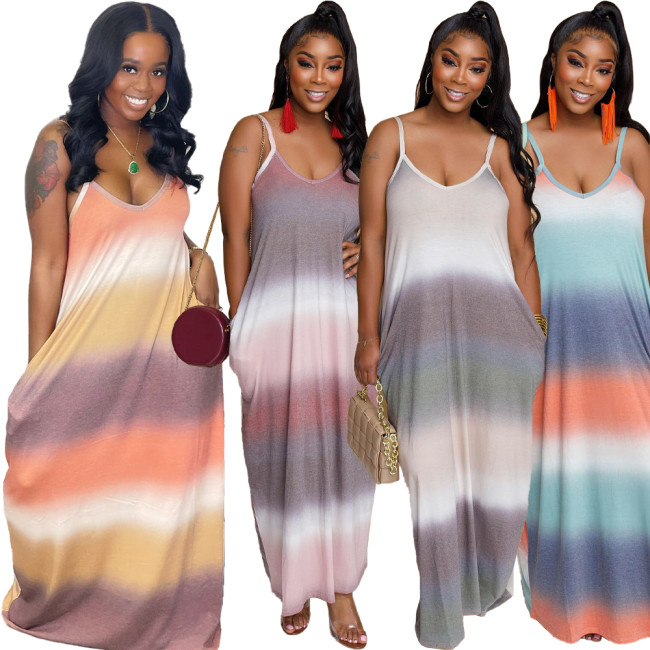 Colorful Gradient Loose Cami Maxi Dress