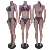 Print Cami Halter Bikini Two Piece Set