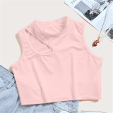 Solid Cut Out Slim Fit Crop Tank Top
