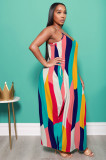 Plus Size Print Multicolor Loose Long Cami Dress