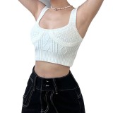 Sexy Solid Color Knitting Crop Tank Top