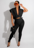 Sexy Solid Zipper Hooded Slit Crop Top and Mesh Leggings Summer Two Pieces