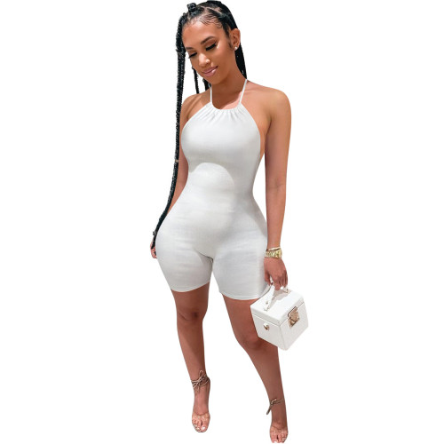 Cami Halter Rib Backless Bodycon Rompers