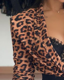Leopard print long sleeve Blazer with belt