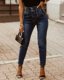 Studded High Waist Trendy Jeans
