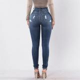 High Waist Ripped Jeans with Pocket