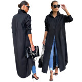 Button Up Long Sleeves Long Blouse Dress
