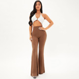 High Waist Slim Fit Flare Trousers