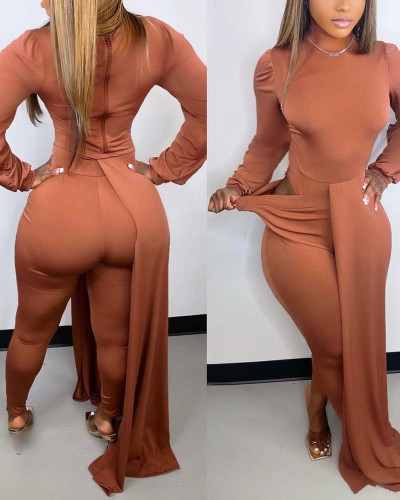 Solid Tight Stretch High Waist Two Piece Pant Set