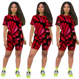 Wholesale Butterfly Print Casual Sports Two Piece Shorts Set