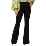 Slim High Waist Zip Fly Flared Trousers