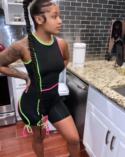 Black Bright Line O-Neck Tank Rompers
