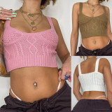 Sexy Solid Color Knitting Crop Tank Top