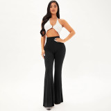 High Waist Slim Fit Flare Trousers