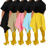 Solid Color Knotted Irregular Skater Skirt