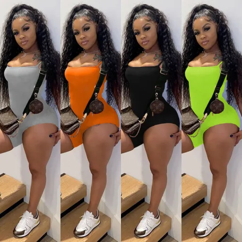 Solid Color Cami Irregular Bobysuit