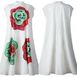 Floral Print Short Sleeve Turndown Collar Long Dress