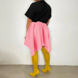 Solid Color Knotted Irregular Skater Skirt