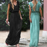 V-Neck Ruffle Womens Summer Maxi Dress