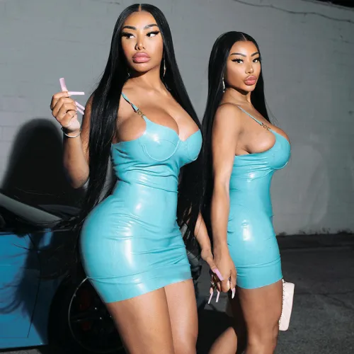 Sexy Sleeveless Zipper Back PU Leather Bodycon Dress