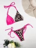 Sexy Leopard Contrast Bikini Set